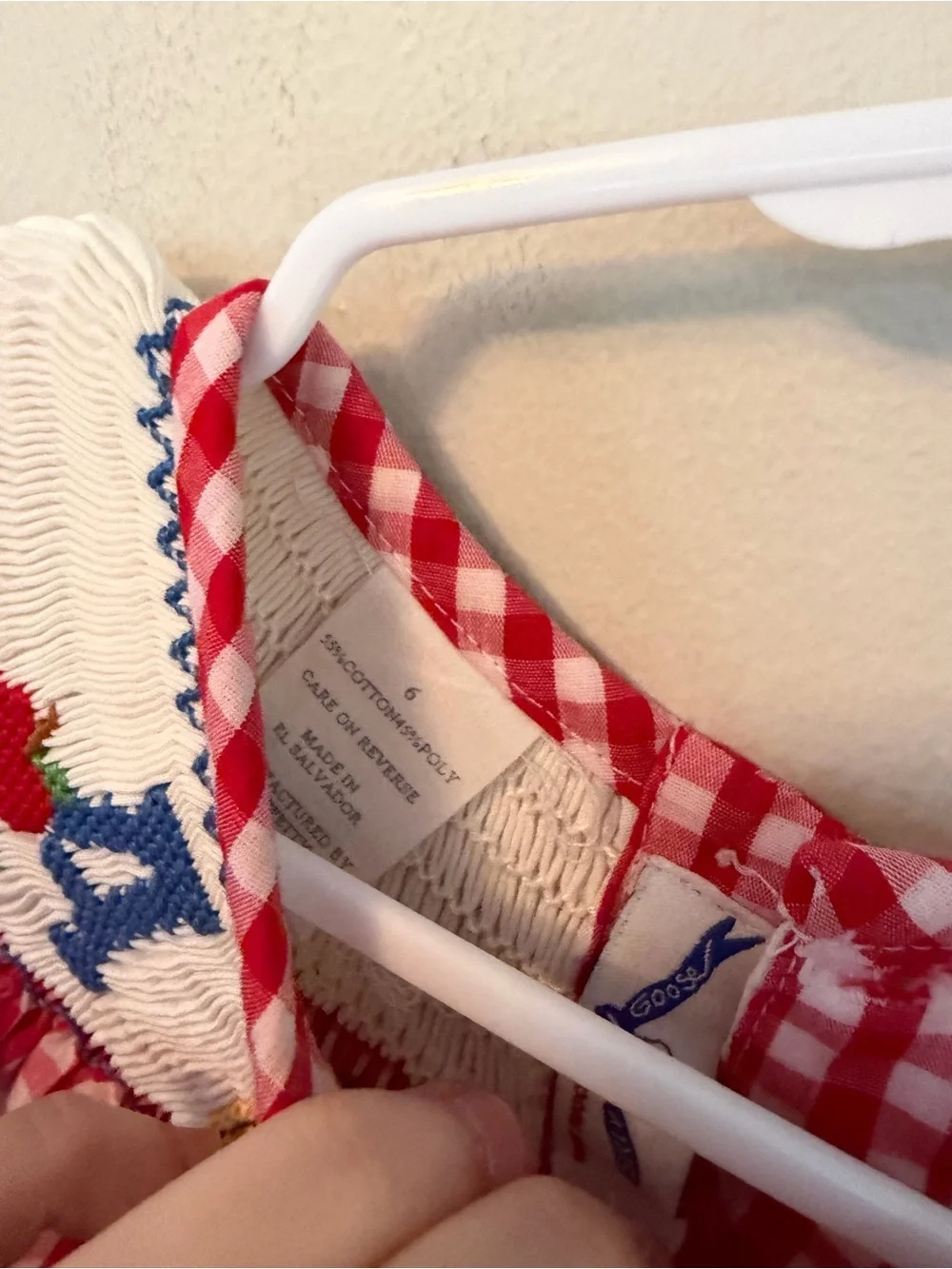 Silly Goose Red Gingham Smocked ABC school Dress